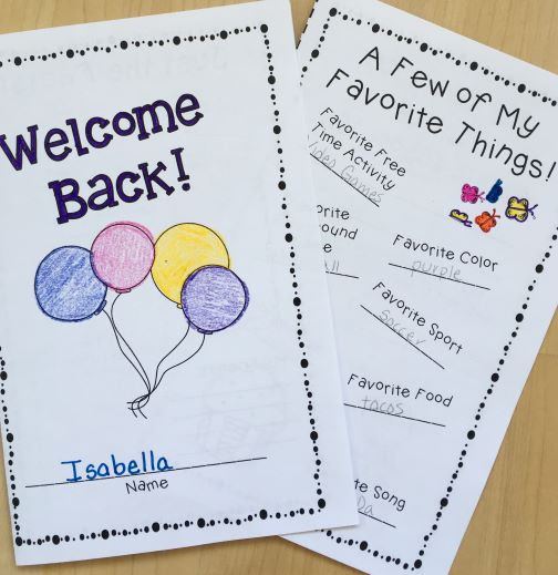 Welcome Back to School Booklet