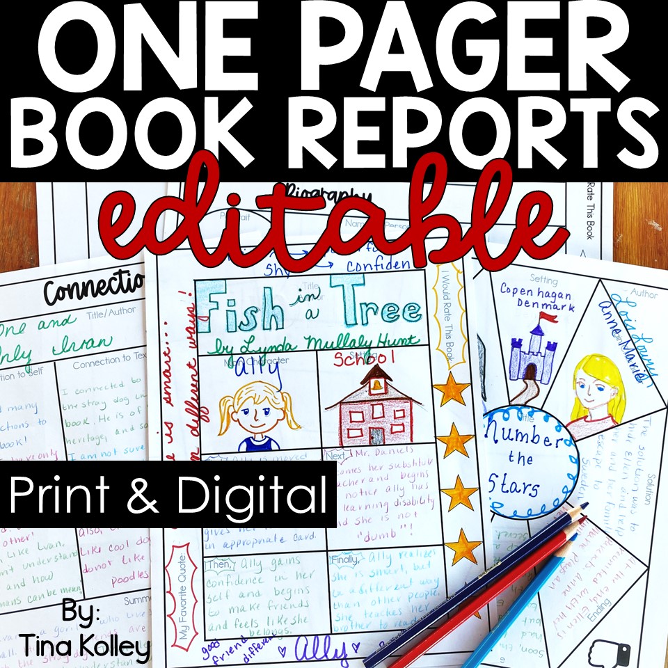 one pager book report ideas