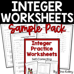 Integer Worksheets Self-Correcting