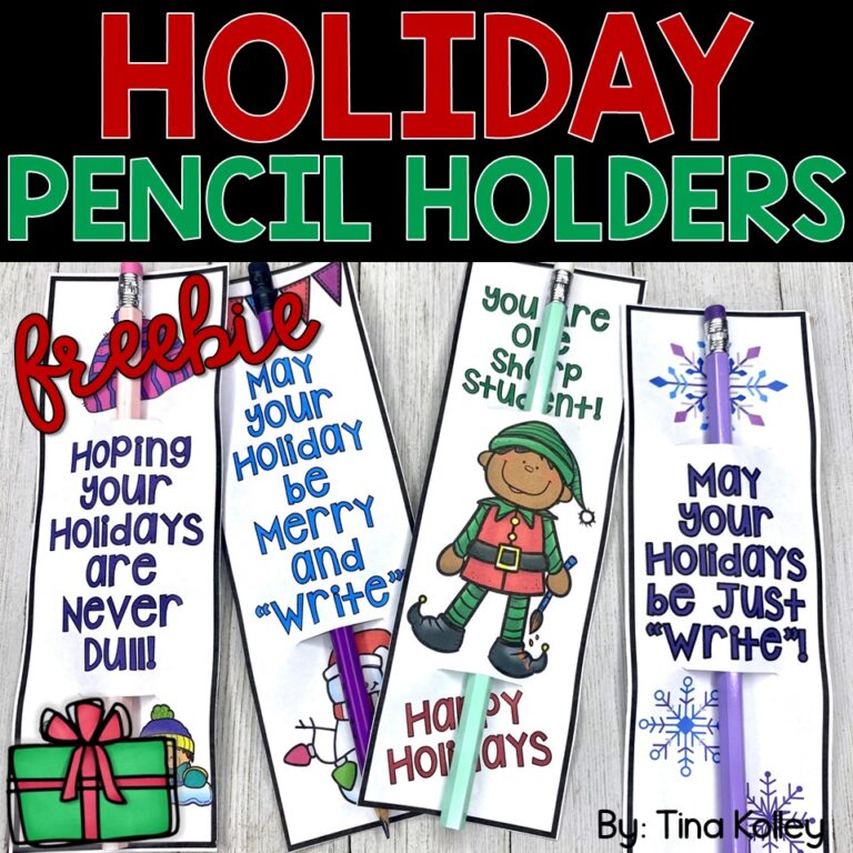 Free Holiday Pencil Holders for Teachers