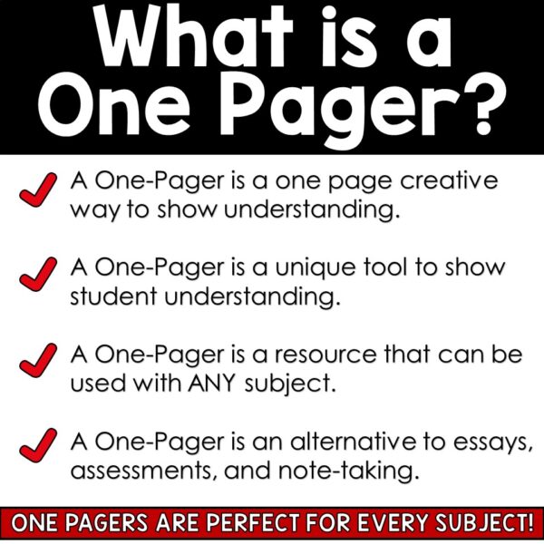 One Pager Mega Bundle - One Pager Book Reports - One Pagers for Upper Elementary - One Pager for Every Subject - Exit Tickets - Image 12