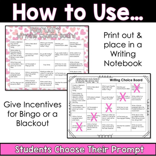 February Writing Choice Board - February Choice Board - Early Finisher Choice Board - Image 2