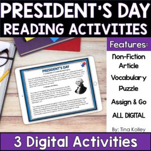 DIGITAL Presidents Day Reading Comprehension and Secret Word Activity