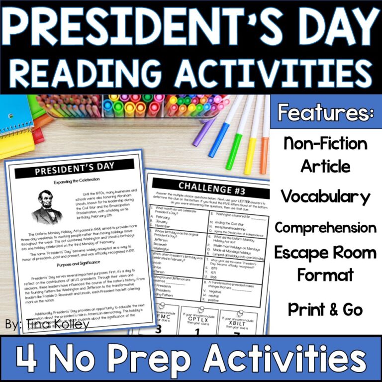 President's day Reading Comprehension Escape Room