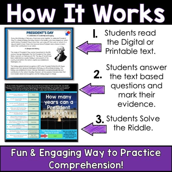 DIGITAL Presidents Day Reading Comprehension and Secret Word Activity - Image 2