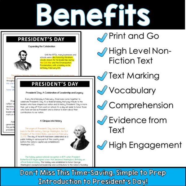 Presidents Day Reading Comprehension Color by Number - Image 2